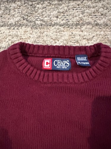 Suéter Pullover Tejido Algodón Granate XL Chaps Ralph Lauren Para Hombre - Imagen 4 de 6