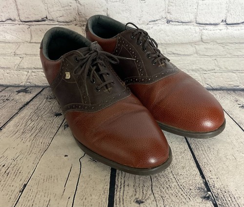 Vintage Dexter Saddle Shoes Mens 9.5M Brown Two-Tone Leather Golf Oxfords USA - Image 1