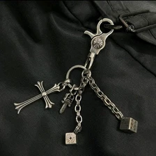 Chrome Hearts, Cross, Dagger, And Dice Keychain