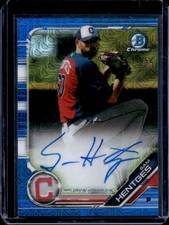 2019 Bowman Chrome Sam Hentges Prospects Auto HTA Choice Refractor #/150 Indians