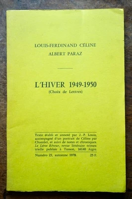 LOUIS FERDINAND CELINE ALBERT PARAZ L'HIVER 1949-1950 EDITION ORIGINALE - Photo 1/4