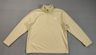 The North Face Men Sweater 2XL Beige Long Sleeve Mock Neck Fleece Pullover Chic
