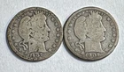 (2) Barber Quarters 1907-O,1901 90%Silver Comes With 1 Oz copper round.999