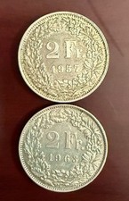 Schweiz * 2x 2 Schweizer Franken * 1957 1963 * 4 CHF * 20g 835er Silber * Münze