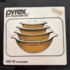 NEW SEALED Pyrex Old Orchard 4 Piece Bowl Set #440-47 New In Box Vintage Nesting