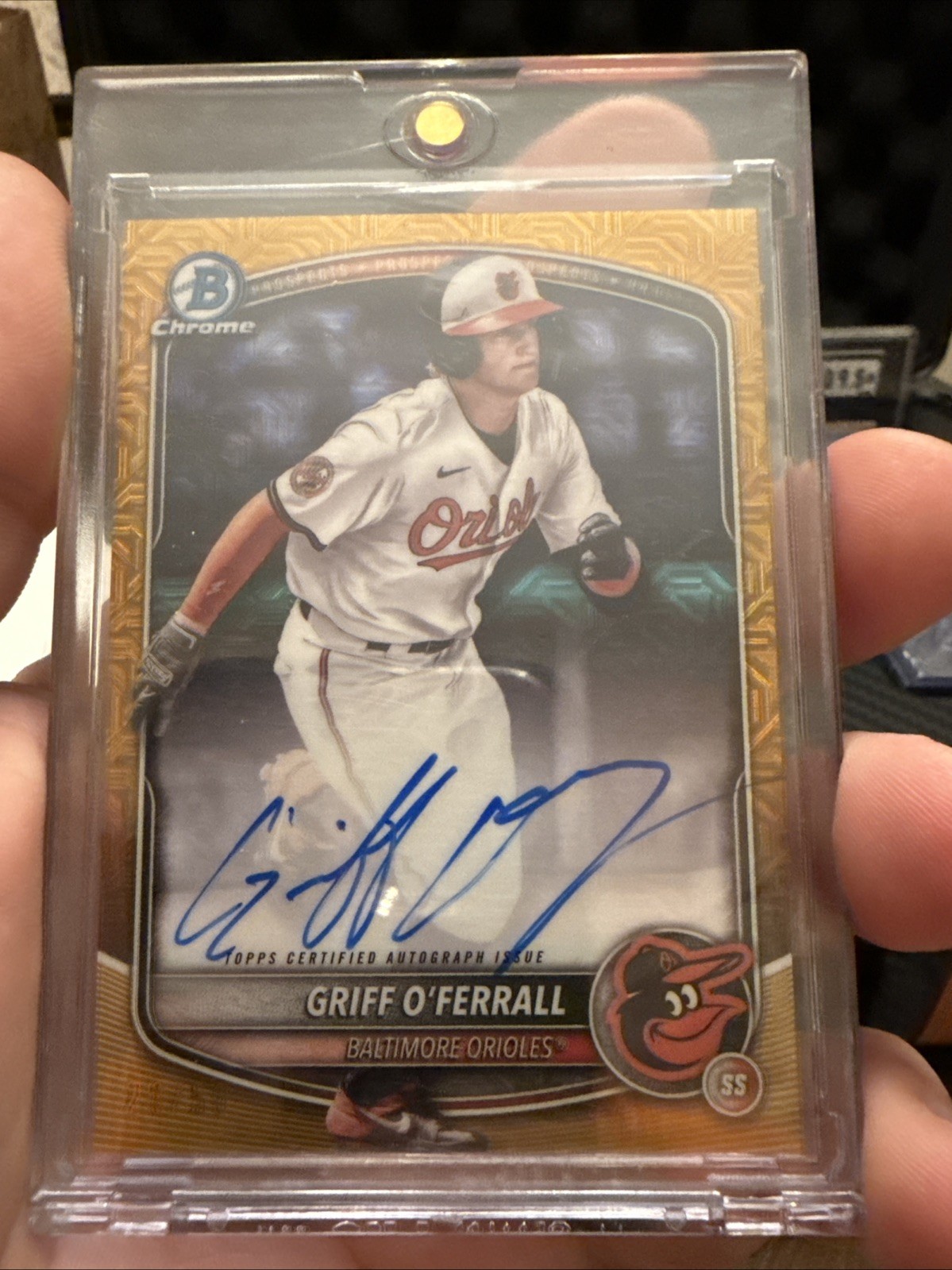 2025 Bowman Chrome Griff O’Ferrall Auto BMA-GO Gold Mojo /50 - Baltimore Orioles