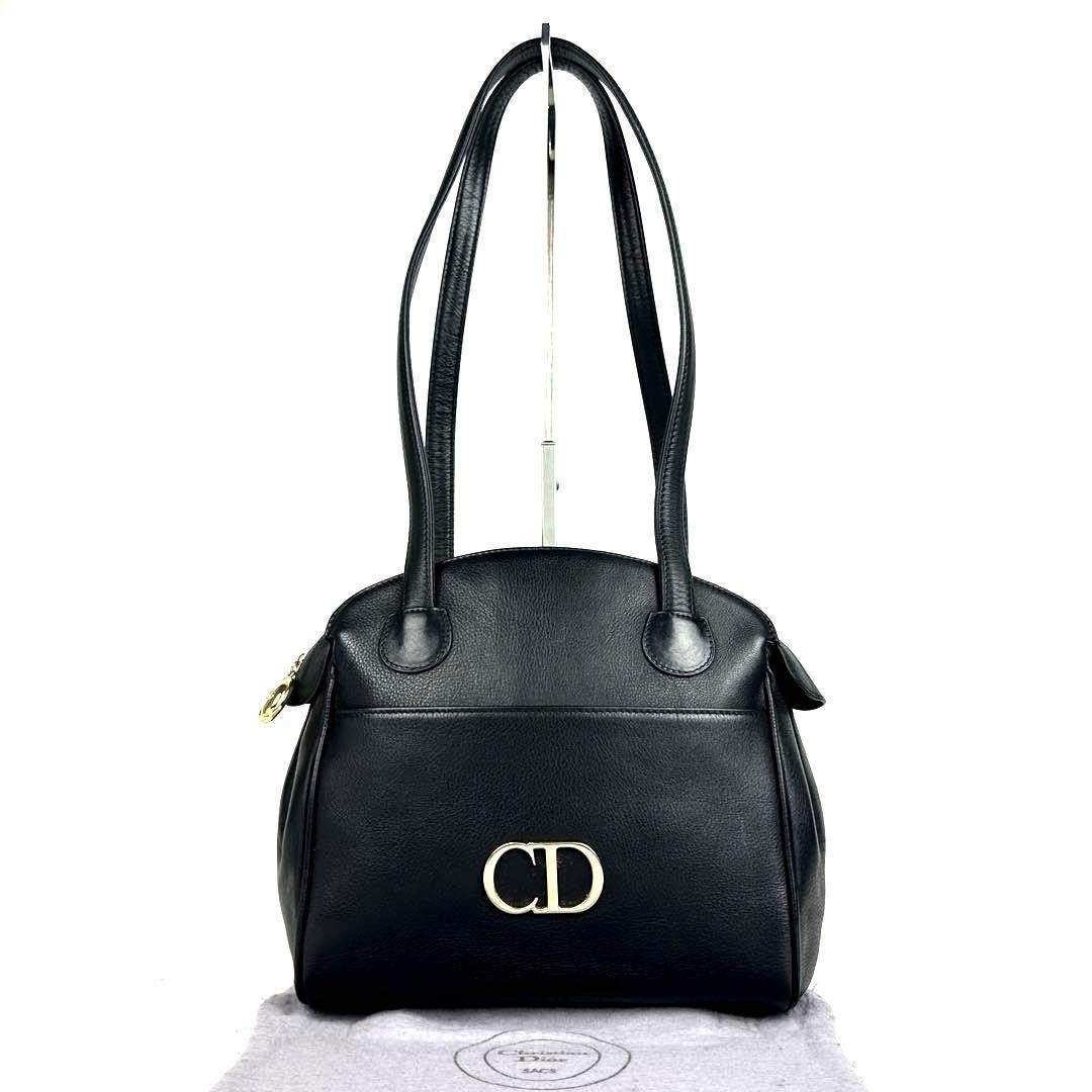 Dior Black Leather One-Shoulder Bag with CD Hardware and Oval Design