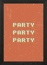 Party Pixel Vintage Schrift Gerahmtes Wandbild Poster Leinwanddruck Bild