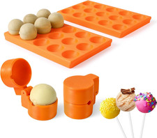 2-Pack round Sphere Cake Pop Mold Press with Tray Set, 3D Printed Cake Pop Shape