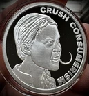 2023 1oz Silver Shield Crush Consumerism .999 AG Proof Round (COA 116).  No box!