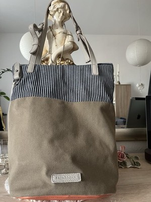 FREDsBRUDER Canvas Tasche Roadtrip Bag Shopper Blau/Beige/Orange SEHR GUT