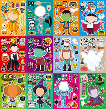 Halloween DIY Stickers Set - 36 PCS Mix and Match Characters for Kids