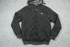 Vans Jacket Mens Medium Black Quilted Hooded Full Zip Bomber Skate Sherpa Lined