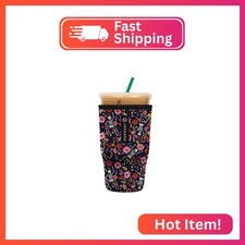 Sok It JavaSok Iced Coffee Cold Soda Insulated Neoprene Cup Sleeve Floral Ske