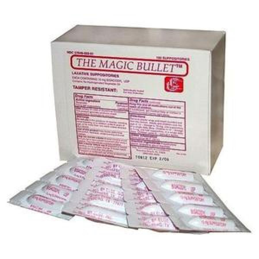 Magic Bullet Suppository Fast Acting 10 mg. Bisacodyl Polyethylene Glycol 5 Ct.