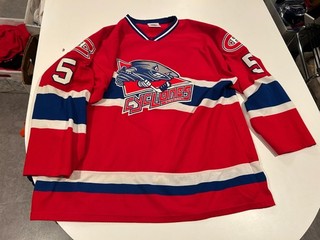 original 2007 08 ADAM WOOD CINCINNATI CYCLONES ECHL HOCKEY GAME WORN JERSEY