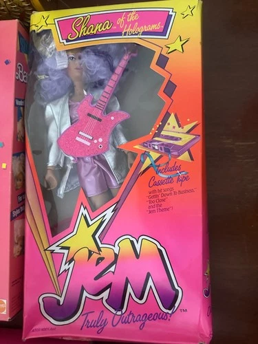 Vintage 1986 Jem Truly Outrageous Doll Hasbro Pink Guitar In Box Jem & Holograms