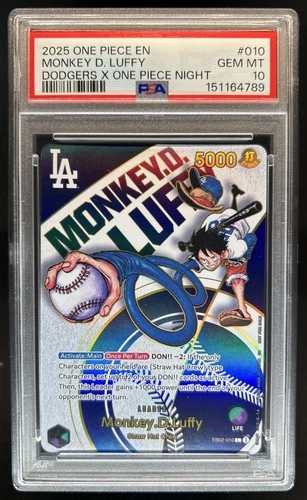 2025 One Piece Night Los Angeles Dodgers Monkey D Luffy #EB02-010 PSA 10