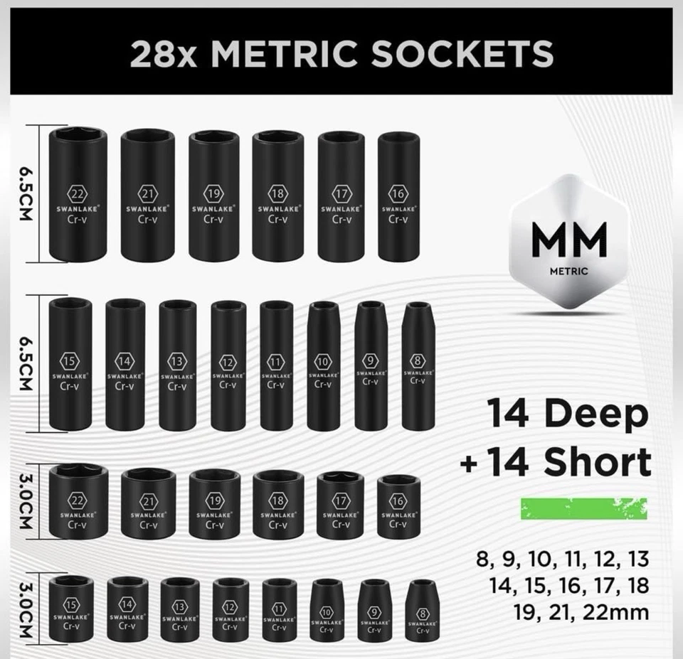 SWANLAKE GARDEN TOOLS 3/8 Drive Impact Socket Set, 50-Piece Standard SAE 5/16... - Image 3 of 4