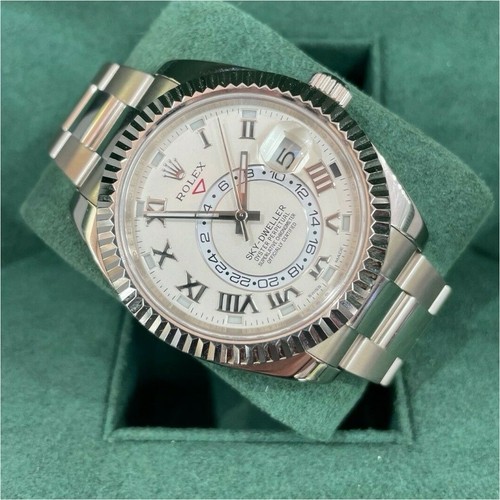 Rolex Sky-Dweller 42mm Auto White Roman Dial Fluted Bezel Date Box/Papers