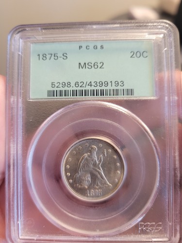 1875-S Twenty Cent 20c PCGS MS62 Old Green Holder PQ!!!