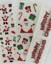 Mrs. Grossman's CHRISTMAS Stickers Whimsical Santas, MERRY CHRISTMAS Lot of 3