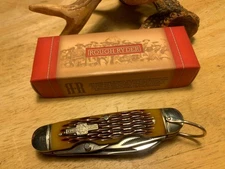 Rough Ryder Camp Knife Amber Jigged Bone 3 3/4" Pocket Knife RR533