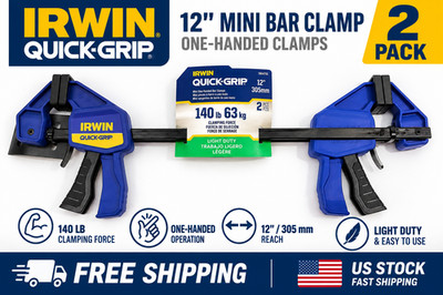 Brand New! Irwin Quick-Grip One-Handed Mini Bar Clamp 2 Pack, 12 In