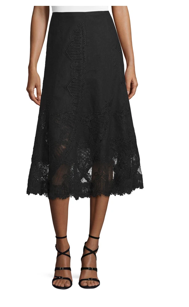 NWT Kobi Halperin Rydel Embroidered Linen Skirt Size 0 $478