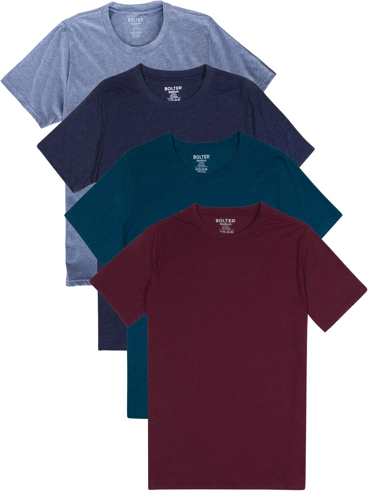 4-Pack Mens Crew Neck T-shirts Cotton Poly Blend by Bolter
Opens in a new window or tab