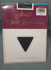 Hanes Silk Reflections Control Top Pantyhose Style 717 Jet Size AB Sandalfoot