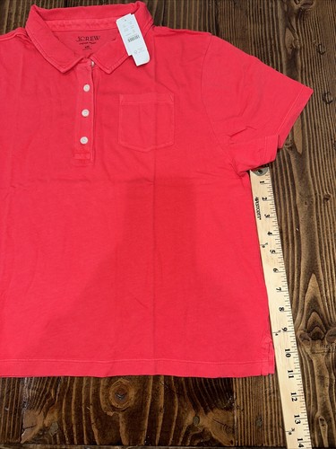J. Crew Women’s XXL Short Sleeve Polo T-Shirt - Vintage Wash Red Cotton NWT - Picture 5 of 9