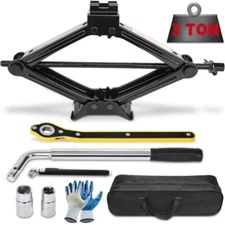 3 Ton Scissor Jack Kit Car Heavy Duty Garage Tire Wheel Lug Wrench Tire Changing