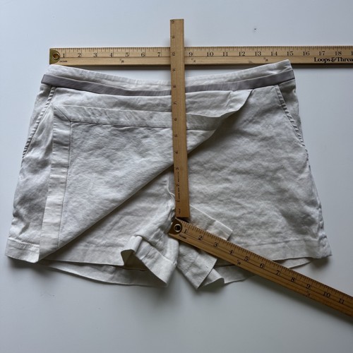 Falda corta de algodón elástica TIBI NEW YORK mezcla de lino para mujer 29 blanca - Imagen 11 de 15