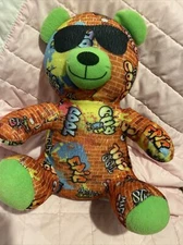 Fun Express Graffiti Plush Stuffed Teddy Bear Shades 12"