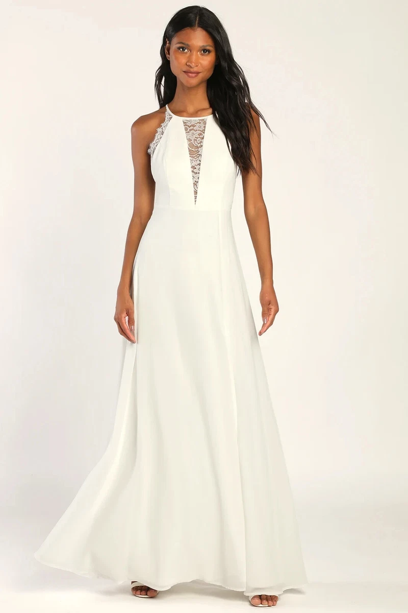 Romantic white maxi dress cheap