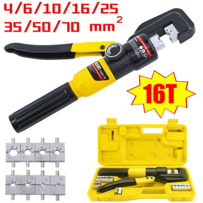 10T Hydraulic Crimper Tool for Battery Cable Lug Terminals, 9 Dies
