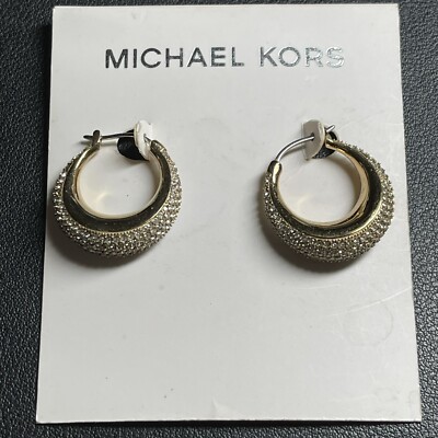 Gold Tone Michael Kors Modern Brilliance Hoop Earrings Michael