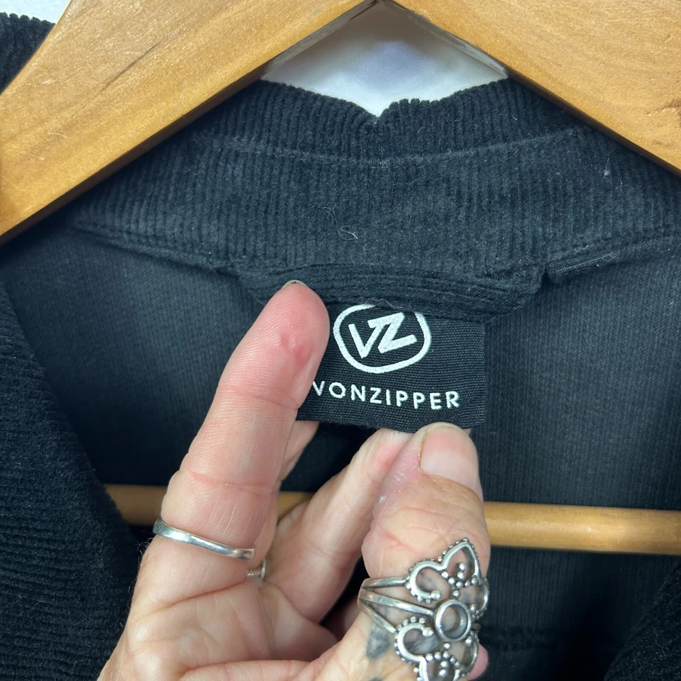 Von Zipper Corduroy Jacket Mens Large Black Long Sleeve Button Up - image 4 of 4