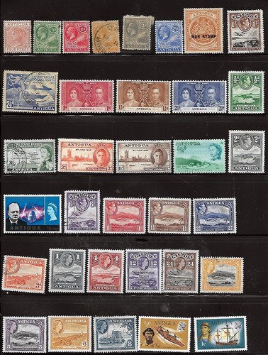 lot s6871 9 Seiten Antigua alle verschiedene Marken