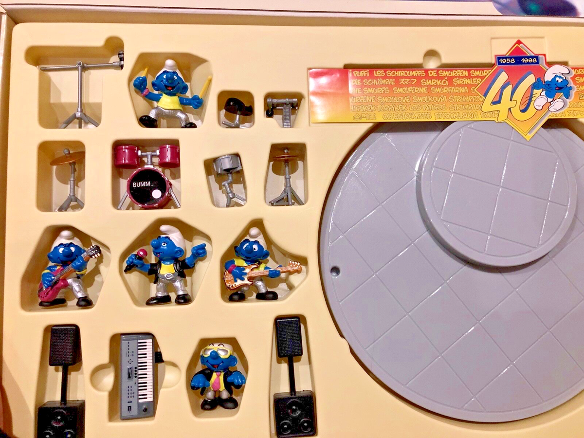 SCHLEICH SMURFS 40TH ANNIVERSARY 1998 SMURF BAND PLAYSET BY