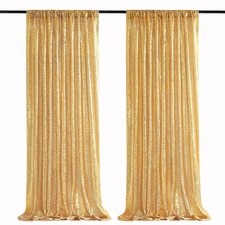 Gold Sequin Backdrop Curtains 2 Panels 2FTx8FT Glitter Gold Photo Backdrop fo...