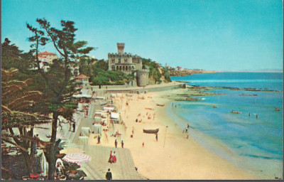 Estoril, Portugal - Strand - Pan Am Werbepostkarte um 1960