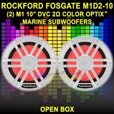  2 ROCKFORD FOSGATE M1D2-10 10" DUAL 2-OHM MARINE SUBWOOFERS RGB LED - WHITE OB