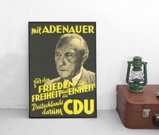 Poster CDU Konrad Adenauer Bundestag election 1953 peace freedom unity election poster