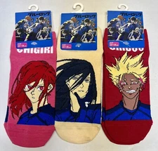 Lot of 3 Pair BLUE LOCK SOCKS Each a Different Character from the Manga / Anime