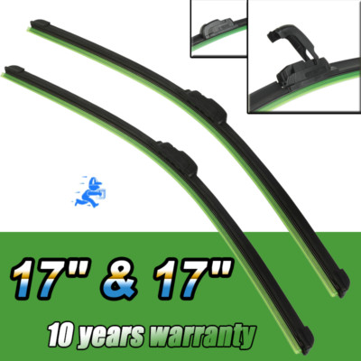 17'' & 17'' INCH Windshield Wiper Blades Bracketless J-HOOK QUALITY Car US