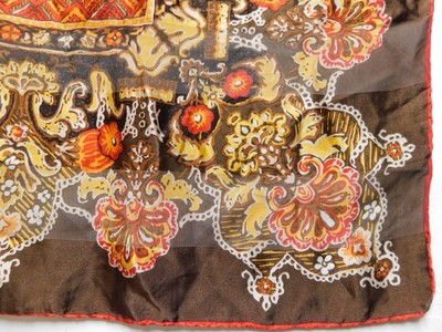 Foulard Vintage 100% Soie - Motif Années 80, 86 X 86 Cm - Occasion Très Bon état