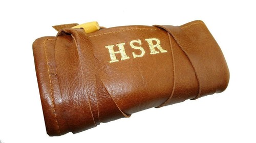 Reloj Oblongo Rollo Cuero Bolsa Viaje Estuche Lujo Regalo Iniciales GRATIS Reino Unido - Imagen 9 de 12