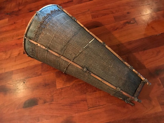 Vintage Large Woven Cone Shaped Basket 28"X15" eBay